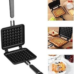 Non Stick Waffle Maker Machine With Comfortable Handle For Kitchen Gas Stove Waffle Maker Pan Press Plate Cooking Baking Tool with Long Handle, Low Power Consumption-11