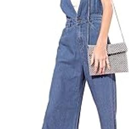 Blue Deep V-Neck Denim Flared Leg Jumpsuit-image-29