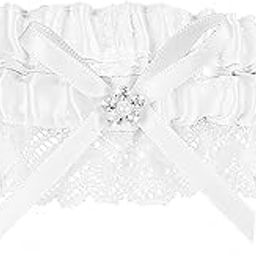 Wedding Garters for Bride, Elegant Satin Bride Garters with Rhinestone Lace Bridal Accessories for Women and Girls-image-3