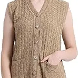 matelco Women's Wool Sleeveless Short Cardigan with Pockets (A27-Ad10Rk03Pu_Purple_Parent)-picture-43