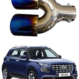 Oshotto Stainless Steel Dual Pipe SS-013 Car Exhaust Muffler Silencer Cover Compatible with Hyundai Venue (Multicolor)-image-46
