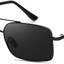 UV Protected Rectangular Unisex Metal Frame Sunglasses-image-59