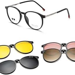 4 In 1 Clip On Sunglasses for Men Women Polarized Magnetic Glasses for Myopic People UV Protection 6075-image-7