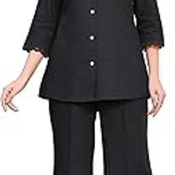 2-Piece Women's Co-ords Set - Viscose Rayon Shirt Collar 3/4th Sleeve Regular Fit Casual Shirt & Trousers Printed Design-16