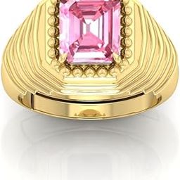 7.25 Carat Pink Sapphire Gold Plated ring Gold Plated Ring Astrological Adjustable Ring Size 16-22 for Men and Women-image-60