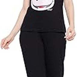 Women's Cotton Printed Top and Basic Pyjama Set (LS0557A13_Black_L)-picture-18
