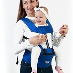 Bembika Baby Carrier Newborn to Toddler with Hip Seat Multiple Positions Soft Baby Holder Kangaroo Bag Sling Carrier for All Seasons Infant Carrier - Blue-picture-29