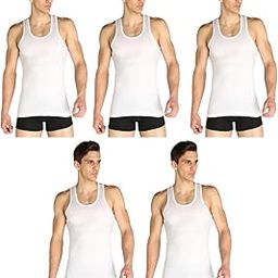 Men’s White Cotton Round Neck Sleeveless Regular Fit Comfort Vest-P (L, 5)-image-4