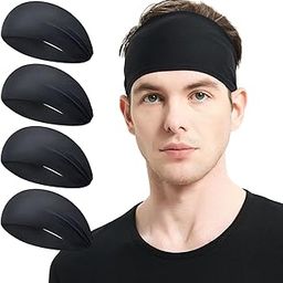 Run India Sports Headbands for Men and Women, Workout Accessories, Sweat Band, Sweat Wicking Head Band Sweatbands for Running Gym Training Tennis Basketball Football, Unisex Hairband (Black)-image-52