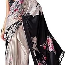 Women's Satin Two Way Floral Black Saree With Un-stitched blouse-picture-52