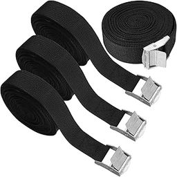 SHOPEE 4 Pcs Lashing Straps, 1" x 16Ft(196") Adjustable Tie Down Ratchet Tie Straps with Buckles, Black Cam Lock Strap Cargo Packing Straps Heavy-Duty for Cargo/Luggage/Kayak/Truck/SUV/Car Roof Rack-23