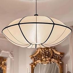balbeni White Silk Pendant Lamp for Living Room | White Silk Fabric Lamps and Lights | Ceiling Pendant Lamp | Perfect Hanging Lights for Cafe | Product Dimensions 50.8L x 50.8W x 50.8H Centimeters-picture-11