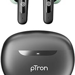 pTron Bassbuds Astra In-Ear TWS Earbuds with Stereo Sound, 34Hrs Playtime, Stereo Calls, Bluetooth V5.3 Headphone with Quick Pairing, Touch Control, Voice Assist, Type C Charging & IPX4(Black & Green)-5