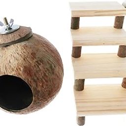 ATORSE Coconut Hamster House Sleeping Cage Accessory Exercising Hamster Hut for Rat-image-4