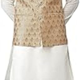 Gold Regular Fit Self Pattern Nehru Jacket-picture-55