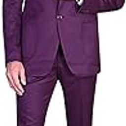 Mens Self Design Formal Three Piece Set Mens Wedding Suit, Suit for Engagement, Mens Suit for Office Wearing Suit for Mens Viscose Material All Season Suit (S, Purple 198)-image-42