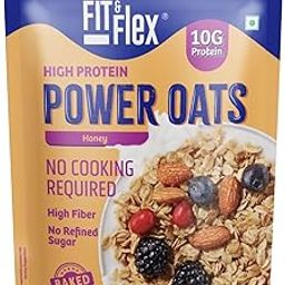 FIT & FLEX High Protein Oats,Baked Honey Oats, Zero Refined Sugar, Ready to Eat, Gluten Free & Preservative Free - As Seen on Shark Tank India - (400 g) Pack of 1-image-74