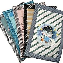 GODADI WALA Multicolor New Born Cartoon Print Bedding Set Godadi Combo Set Soft Cotton Crib Sheet Multi Design (Pack of 5 Pcs) (Design 14)-image-45