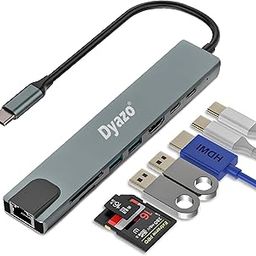 Dyazo 8 in 1 USB C Hub Adapter | Type C Converter with 4K HDMI | 2 USB 3.0 Port | PD Fast Charging | 100Mbps Ethernet | SD/TF Card Reader Compatible with MacBook, Window, Type C iPhone and Smartphones-5