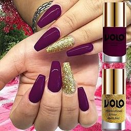 Volo Gloss Shine Wine Nail Polish Glitter High Shine Golden Nail Paint Set of 2 Pcs Long Stay on Nails 19.8 ml-image-61