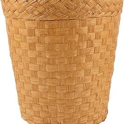 DEARMAMY Wicker Trash Can - Woven Wicker Waste Basket Round Rattan Waste Paper Bin Office Garbage Can Rubbish Basket Laundry Hamper for Kitchen Home Office-14