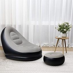 Robustt PVC Inflatable Recliner Sofa with Air Pump for Ultimate Relaxation - Grey (Pack of 1) | Inflatable Lounge Chair with Footstool, Durable Material, Lightweight & Portable - Ideal for Home-7