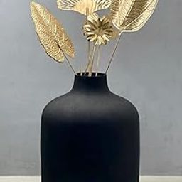 Urban Born Metal Flower vase for Home Decor and Living Room Vintage Decor Antique Decor and vase for Home décor |Textured Black (Medium)-image-22