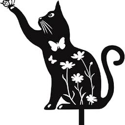 UJEAVETTE Silhouette Yard Art Outdoor Animal Decor Outside Cat Decorative Garden Stake Look up 30x30cm-image-58