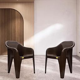 Plastic Chair for Dining Room, Living Room, Plastic Chair for Balcony, Plastic Chair with Arm Rest, Plastic Chair Single, Plastic Chair for Home/Plastic Chair for Outdoor (Set of 2 -Brown)-image-43