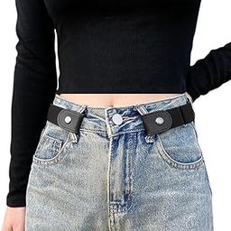 Buckle Free Elastic Belt For Women Men No Buckle Stretch Belt Women's Invisible Elastic Belt For Jeans Pants Shorts Stretchable Mens Belt For 24-48 Inch Waist - Free Size, Black-picture-5