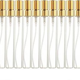 Hunky Dory 12pcs 10ml Empty Delicated Perfume Glass Bottles With Gold Metallic Spray Pump And Caps.-6