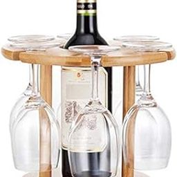 Lifestyle Foldable Wooden Wine Rack Whisky Glass Holder Tabletop Wine Glass Drying Racks Camping for 6 Glass and 1 Wine Bottle (Glass and Bottle Not Included)-image-53