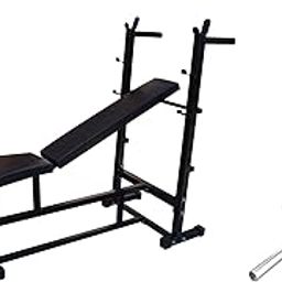 Kore 6 in 1 Multi Functional Fitness Bench, Black, Incline, 250 kg Limit & Kore 7 Feet Plain Bar with Two Locks for Weightlifting, Powerlifting and Crossfit-9
