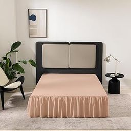 KANCHI DÉCOR - Microfiber Ruffle Bed Skirt Three Sided Coverage Shrinkage and Fade Resistant Dust Ruffle Bed Skirt with Platform, 12 Inch Drop Queen Bed 60x80 Inch | Peach-20