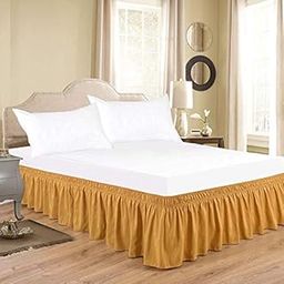 Gold Yellow Bed Skirt Wrap Around 600Microfiber with Easy Fit with 21'' Inch Tailored Drop - Shrinkage and Fade Resistant with Microfiber 21'' Bed Skirt Queen Size [60'' x 80'']-image-23