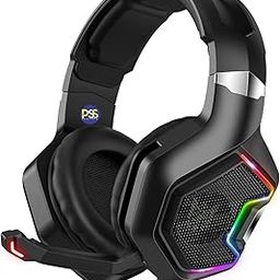 PSS Gaming Headset with Microphone, Compatible with PS4 PS5 Xbox Series One PC Laptop, 3.5mm Audio Jack Over-Ear Headphones with LED RGB Light, Noise Canceling Mic, 7.1 Stereo Surround-16