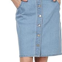 Women's Buttoned Denim Skirt-image-40