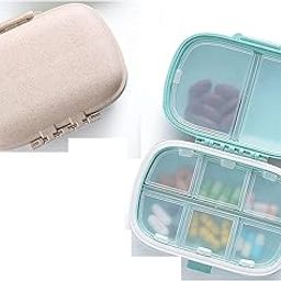 8 Compartments Pill Medicine Organizer Storage Box -Moisture Proof, Made of Food Grade Cereal Fiber, BPA free Wheat Straw Material, Ideal for Travel, Pocket, Purse, Daily Pill Case, Portable Medicine Vitamin Holder Container - 1 Pc Multiple Colours-picture-12