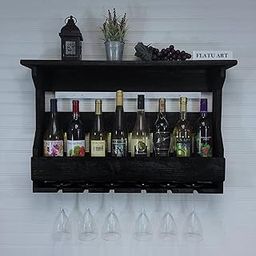 FL@TU Art Jorden Wooden Wall Hanging Design Bar | Bar Cabinets for Home | Mini Bar for Home | Solid Wood Make Wine Storage Cabinet with Glass Hanging Space-Walnut Finish (Bar 6) (Dark Walnut)-image-85