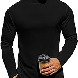 Men's Mock Turtleneck Long Sleeve Turtle Neck Shirts Lightweight Undershirt Thermal Pullover Sweater, Black, Medium-picture-25