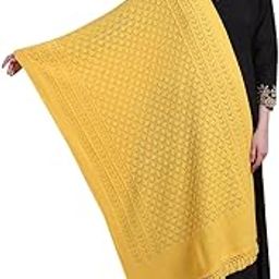 Women's Woollen Knitted Stole (Yellow)-image-44