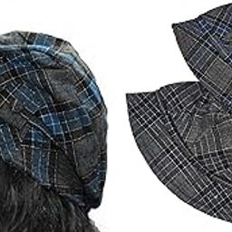 ( Pack of 2 Cotton Checked Bucket/Flapper Cap for Women-image-5