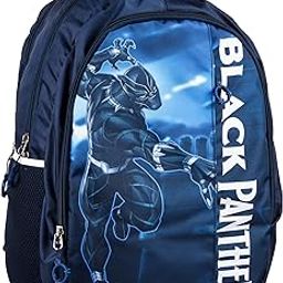 Marvel Black Panther School Bags | Kids School Bags | Collage Bookbag | Travel Backpack | School Bag for Girls & Boys | School Bag with 5 Compartments | Include Bag Cover | Blue-27