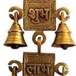 UAPAN MetalCraftT Brass Brass Shubh Labh Hanging Bells Set-image-82