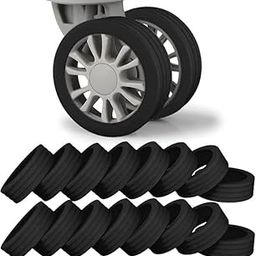 Luggage Wheel Silicone Protector Cover 16PCS Trolley Wheel Cover Silicone Shock Absorption Wheel Cover for Trolley Bag Suitcase Wheel Cover Silicone Spinner Wheel Bag/Chair (16) Black.-22