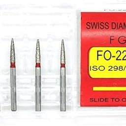ADDLER DENTAL DIAMOND BUR FO-22F FG AIR ROTOR SWISS DIA PREMIUM BURS. EXCELLENT DIAMOND GRAINS FOR HIGH SPEED ROTOR. PACK OF 3 BURS-image-46