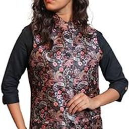 WoWomen's Digital Print Nehru Jacket In Silk Ethnic Festive Modi Waistcoat Look-image-1