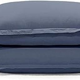 SleepyCat Cotton ?Solid Pillow Case With Envelope Closure - Pack Of 2 Count | Coloured With Azo-Free Dyes And Oeko-Tex Certified | Machine Washable, Twilight Blue (Standard Size, 28X18 Inches),200-image-26