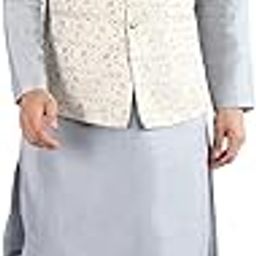 Men's Silk Blend Kurta Pajama with Designer Ethnic Nehru Jacket/Modi Jacket-36