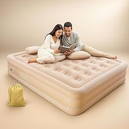 OOTORO Inflatable Bed - Inflatable Elevated Air Bed with Built in Pump, Soft Flocked Top, Ergonomic Support, Portable & Compact for Home, Travel, Camping & Guests (Double Bed)(200 * 150 * 40 CM)-image-65